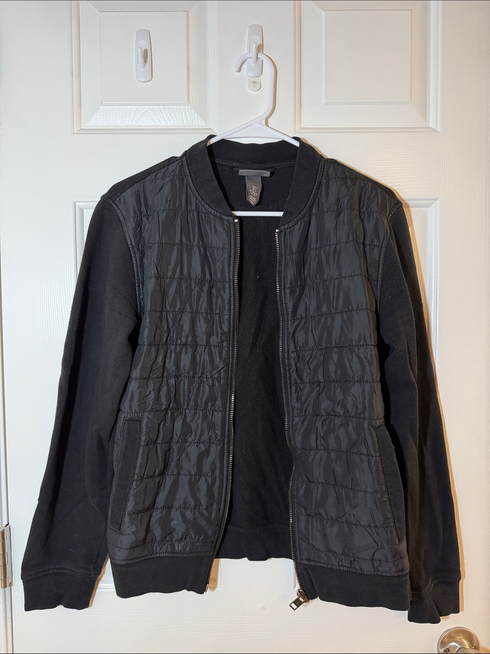 H&M Black Quilted Bomber Jacket